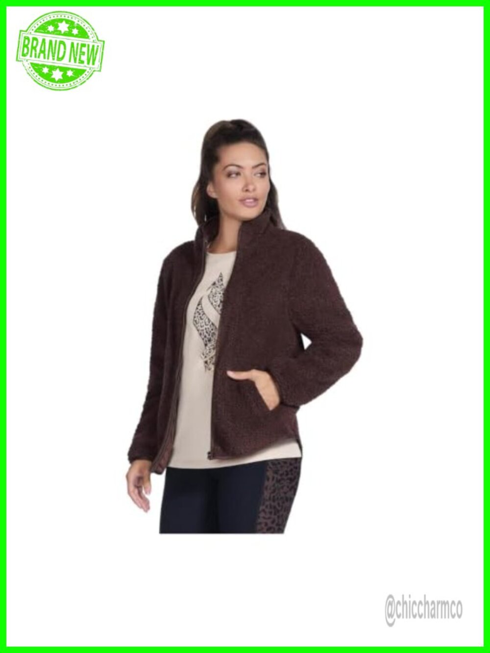 Go Walk Sherpa Full Zip Jacket Anorak Long Sleeve Welt Pockets